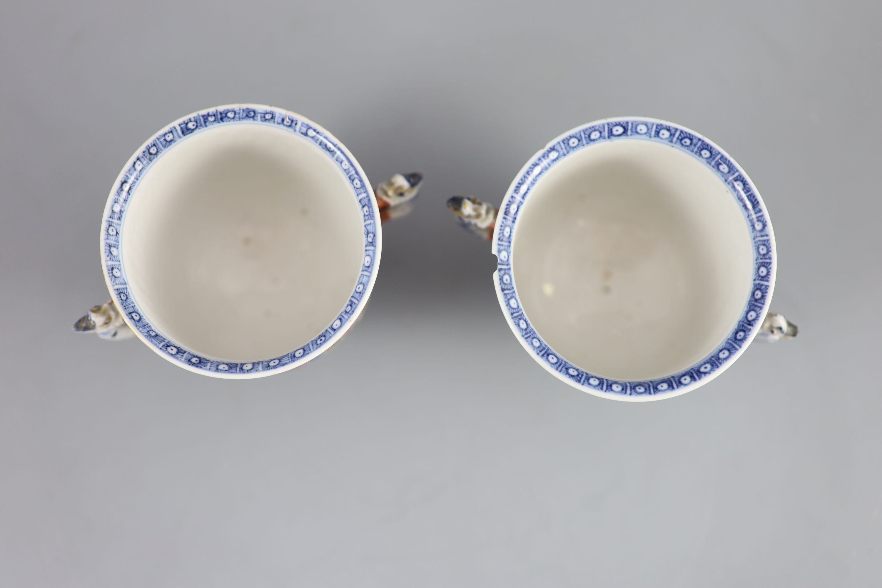 A pair of Chinese famille rose two handled cups, Qianlong period, 9.5cm high, slight faults